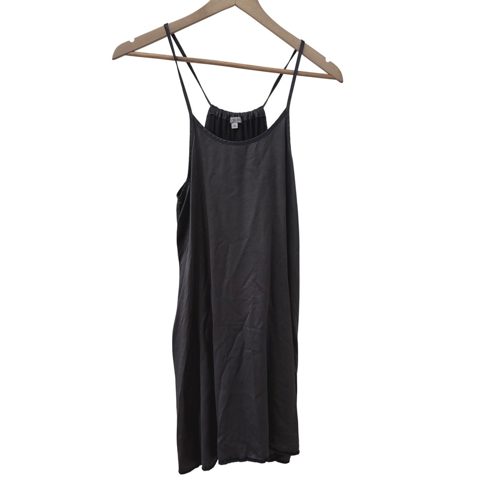 PJ Harlow Ruby Lounge Dress Small Charcoal Grey Satin‎ Faille Spaghetti Strap